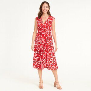 Bardot Red and White Floral Midi Wrap Dress